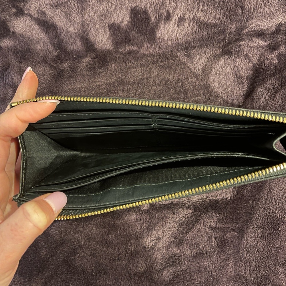 Coach black zip wristlet with gold accents - Picture 2 of 3